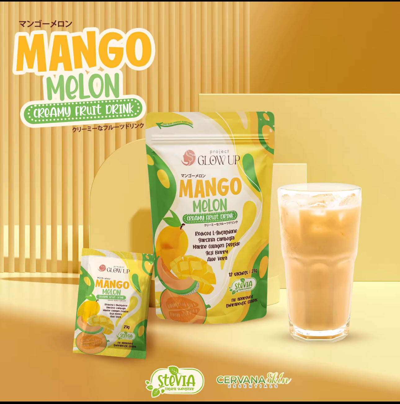 Project Glow Up | Mango Melon Creamy Fruit Drink - 12 sachets x 21g