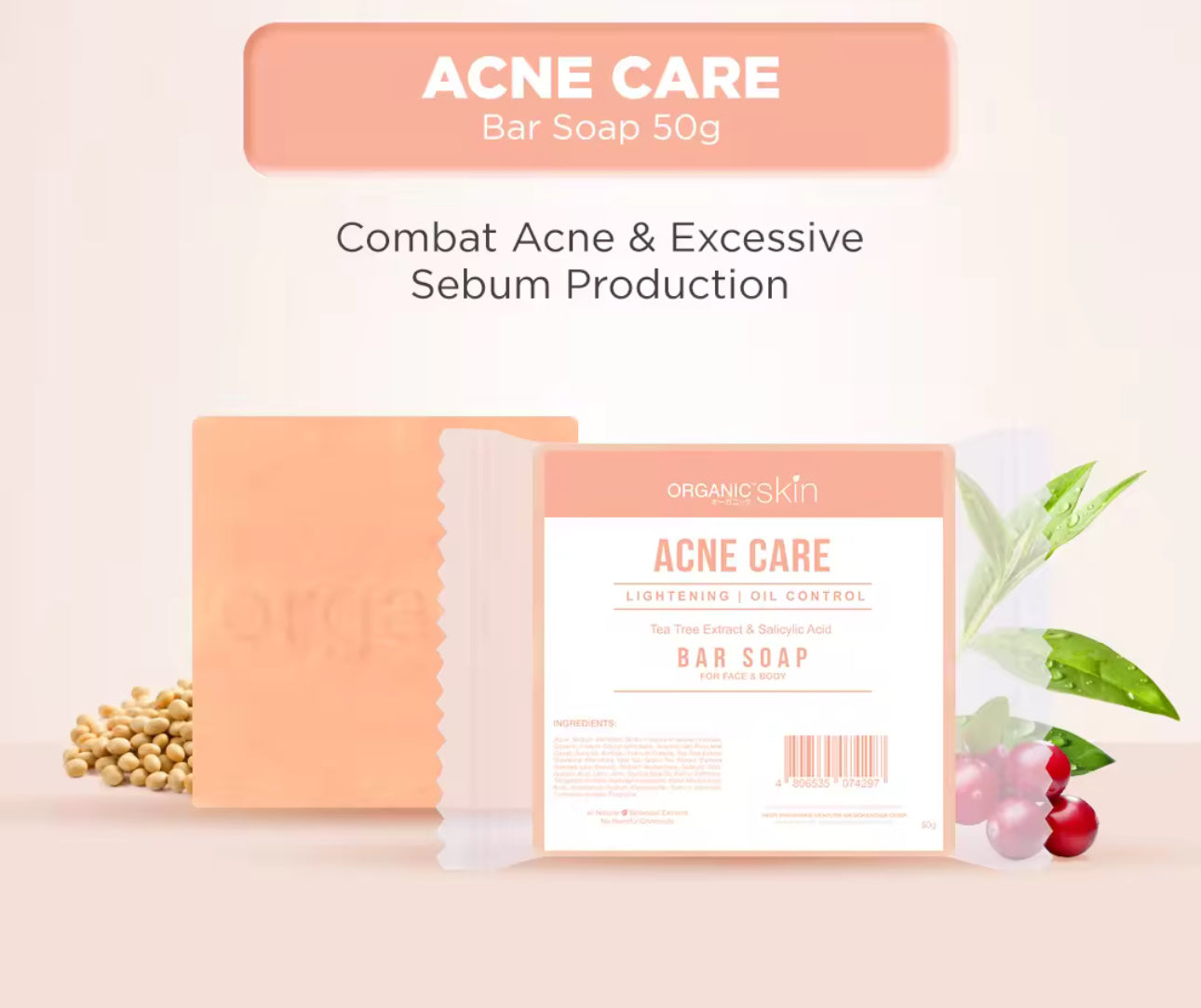 Organic Skin Japan Acne Care AntiAcne Whitening Soap 50g Anti Acne