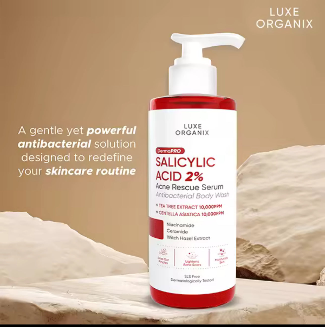 Luxe Organix Dermapro Salicylic Acid 2% Acne Rescue Serum Antibacterial Body Wash 500ml