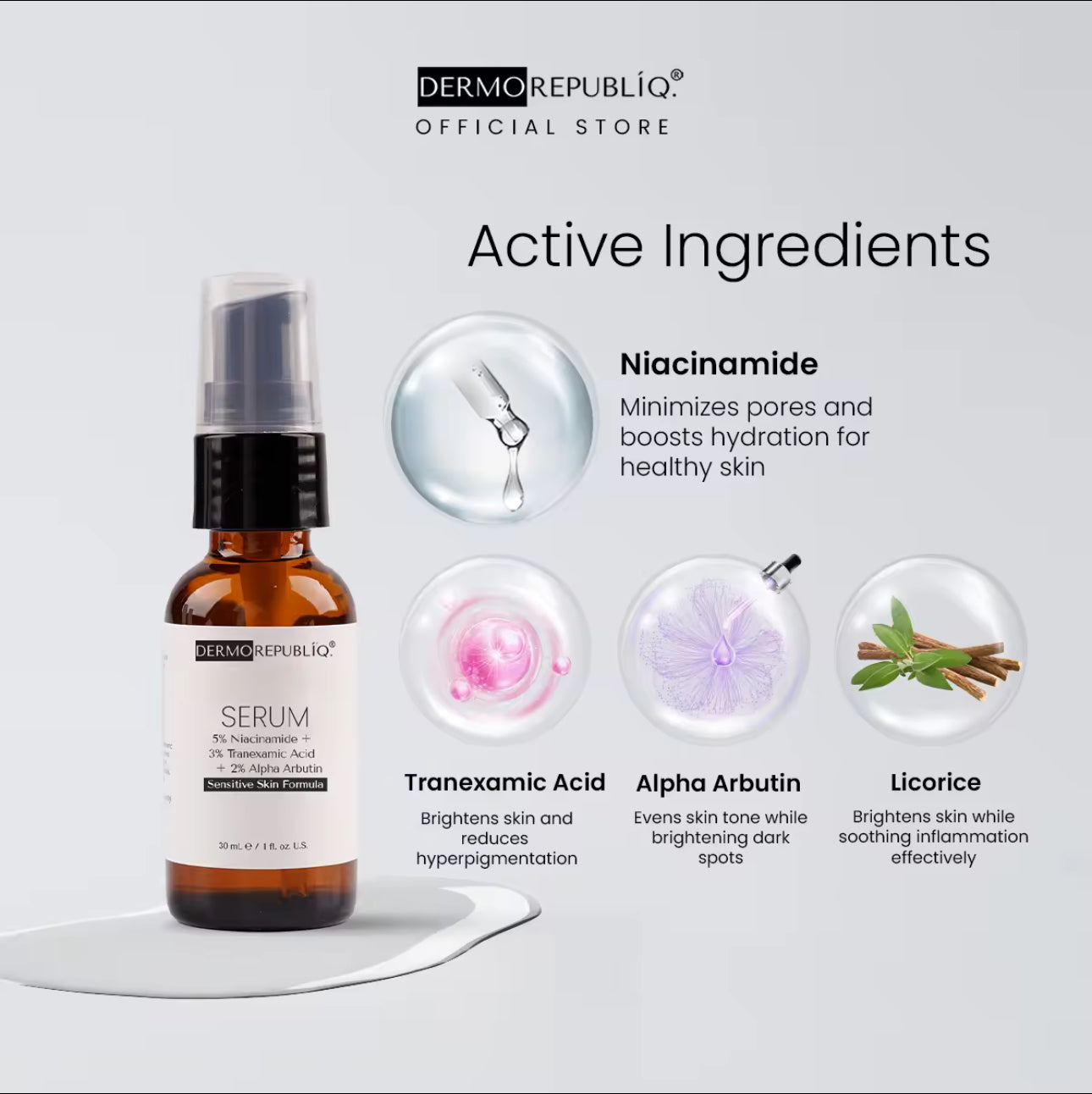 Dermorepubliq 5% Niacinamide + 3% Tranexamic Acid + 2%Alpha Arbutin - 30 mL