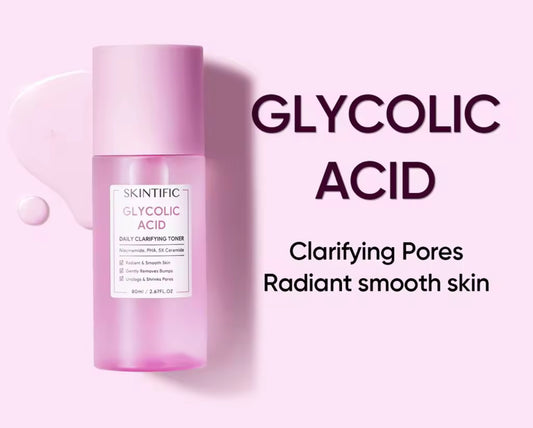 SKINTIFIC Glycolic Acid Daily Clarifying Toner | 80ml | Daily Exfoliating Brighten Skin With Niacinamide