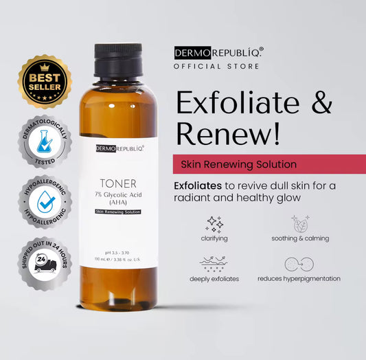Dermorepubliq 7% Glycolic Acid (AHA) Skin Renewing Toner - 100 mL