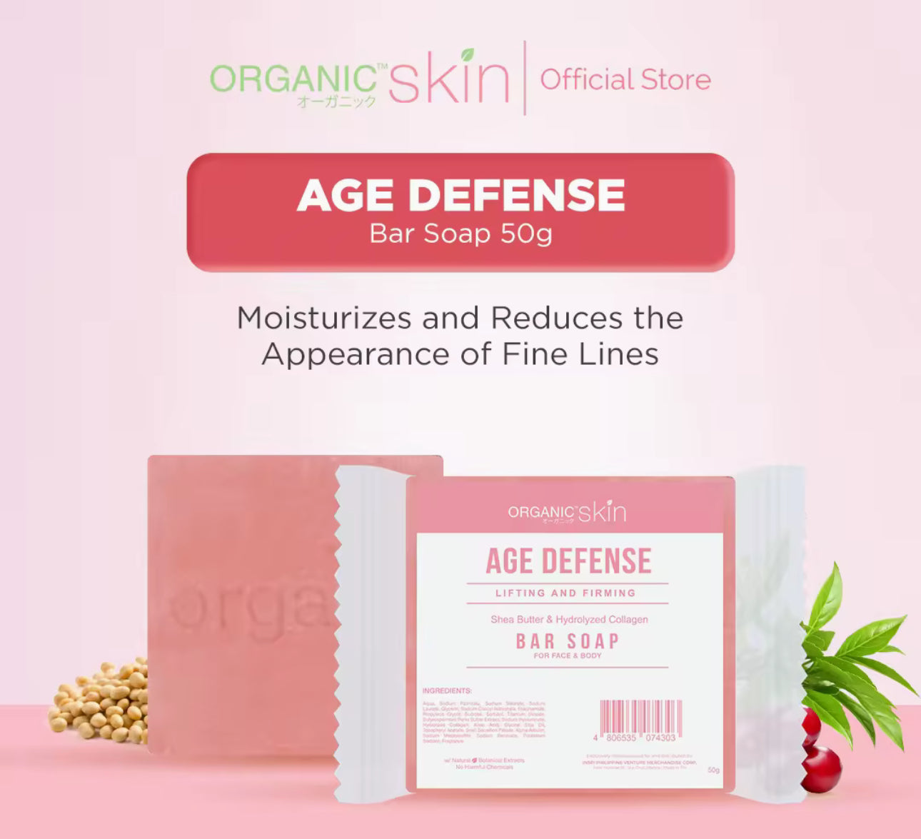 Organic Skin Japan Age Defense AntiAging Whitening Soap 100g & 50g Anti Aging