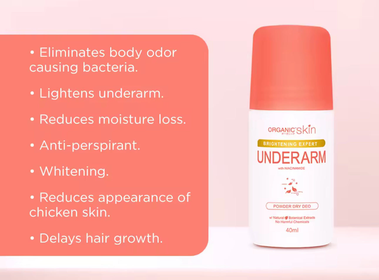 Organic Skin Japan Intensive Whitening Underarm Powder Dry Deodorant Under Arm Deo Roll on (40ml)