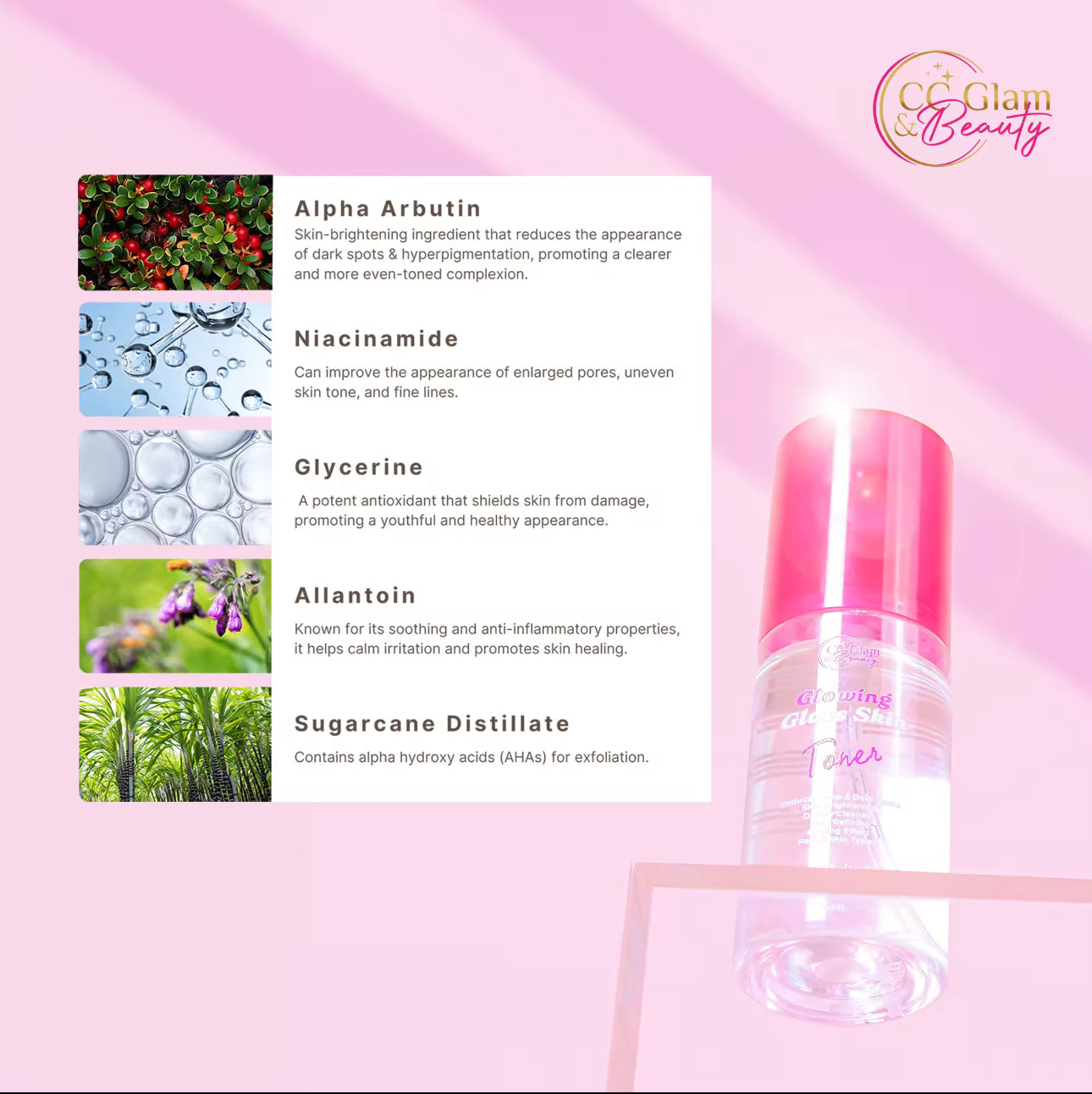 Glowing glass skin toner by CC Glam & Beauty