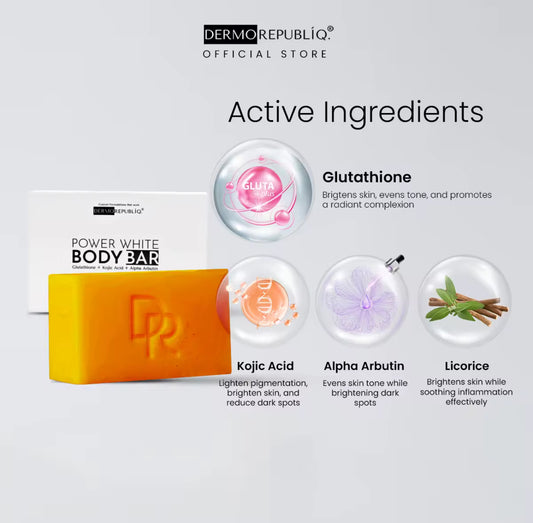 Dermorepubliq Glutathione + Kojic + Alpha Arbutin Power White Body Bar - 135 G