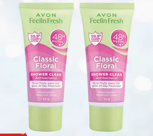 AVON FEELING FRESH CLASSIC FLORAL Intense Brightening+ 48h- dry Protection Antiperspirant Deodorant Cream for WOMEN 55 grams (1pc)