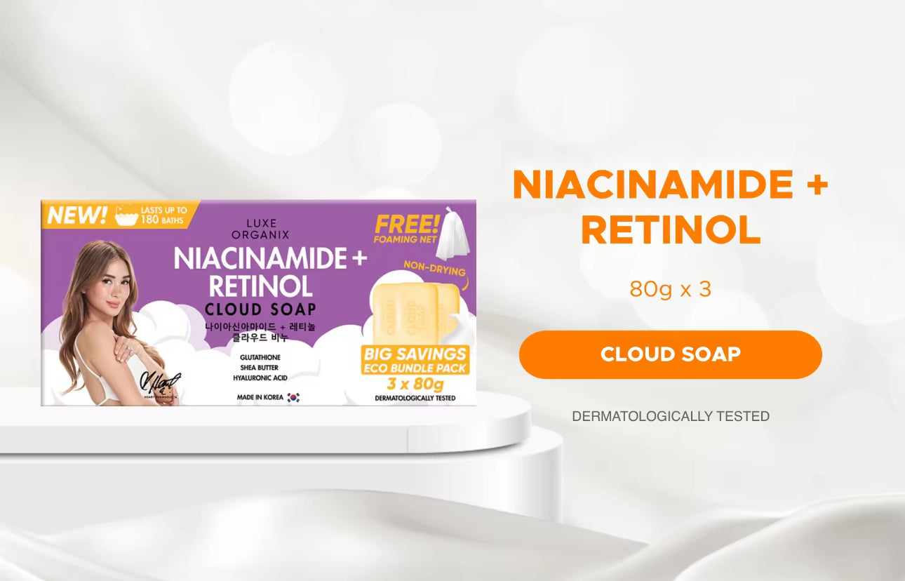 Luxe Organix Niacinamide + Retinol Cloud Soap 3 x 80g (Eco Bundle Pack)