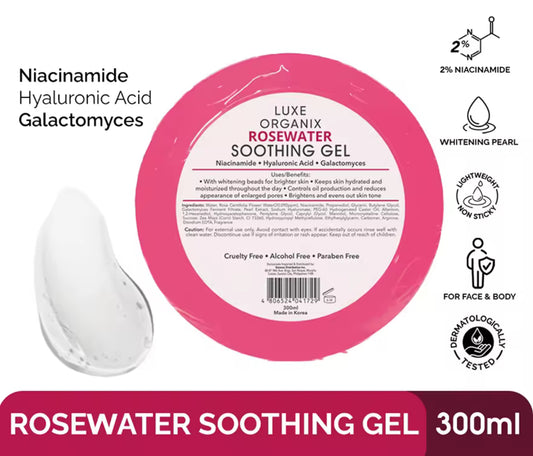 Luxe Organix Rosewater Soothing Gel with Whitening Pearls 300mL
