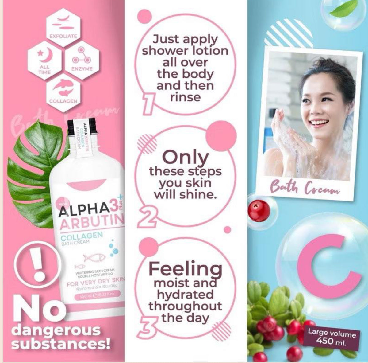 Alpha Arbutin 3 Plus Collagen Bath  Cream 350ml | Authentic 💯 from Thailand