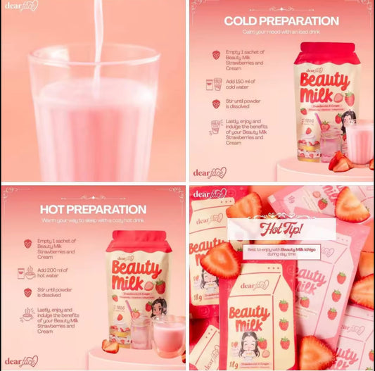 Dear Face Beauty Milk Strawberries and Cream Flavored Drink