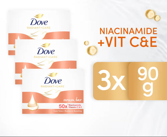 Dove Radiant + Care Serum Bar 50x Niacinamide and Vitamin C&E 90gx3pcs