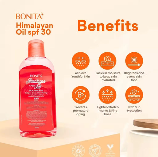BONITA Himalayan Pink Salt Face & Body Oil SPF30 UVA 100ml