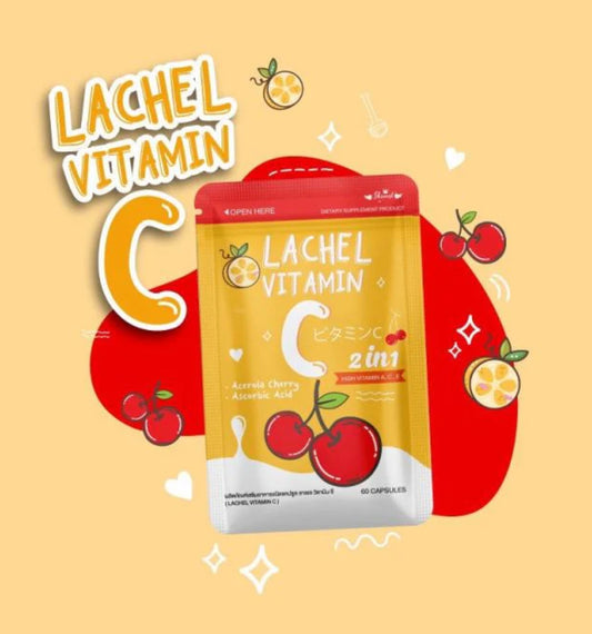 LACHEL VITAMIN C 2N1 | ASCORBIC ACID AND ACEROLA CHERRY | 60 Capsules | Authentic 💯 from Thailand
