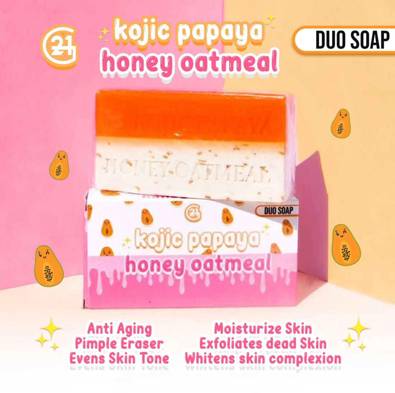 G21 Kojic Papaya Honey Oatmeal Duo Soap 150g