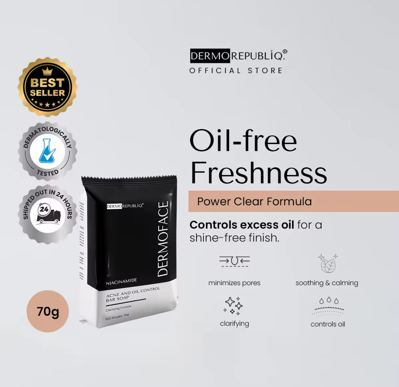 Dermorepubliq Niacinamide Clarifying Face Bar Soap - 70G