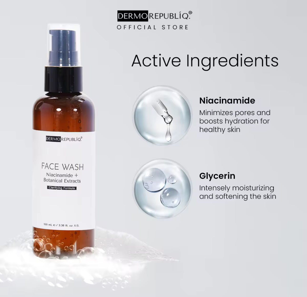 Dermorepubliq Clarifying Gentle Face Wash Niacinamide + Botanical Extracts - 100 mL