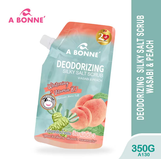 Abonne Deorizing Silky Salt Scrub 350G | Wasabi & Peach| Whitening Vitamin B3