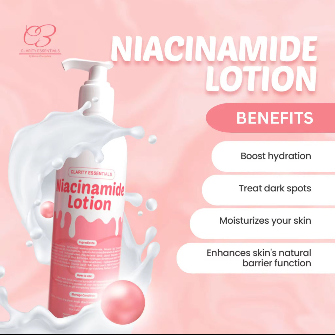 NIACINAMIDE LOTION | CLARITY ESSENTIALS | Body Whitening Lotion