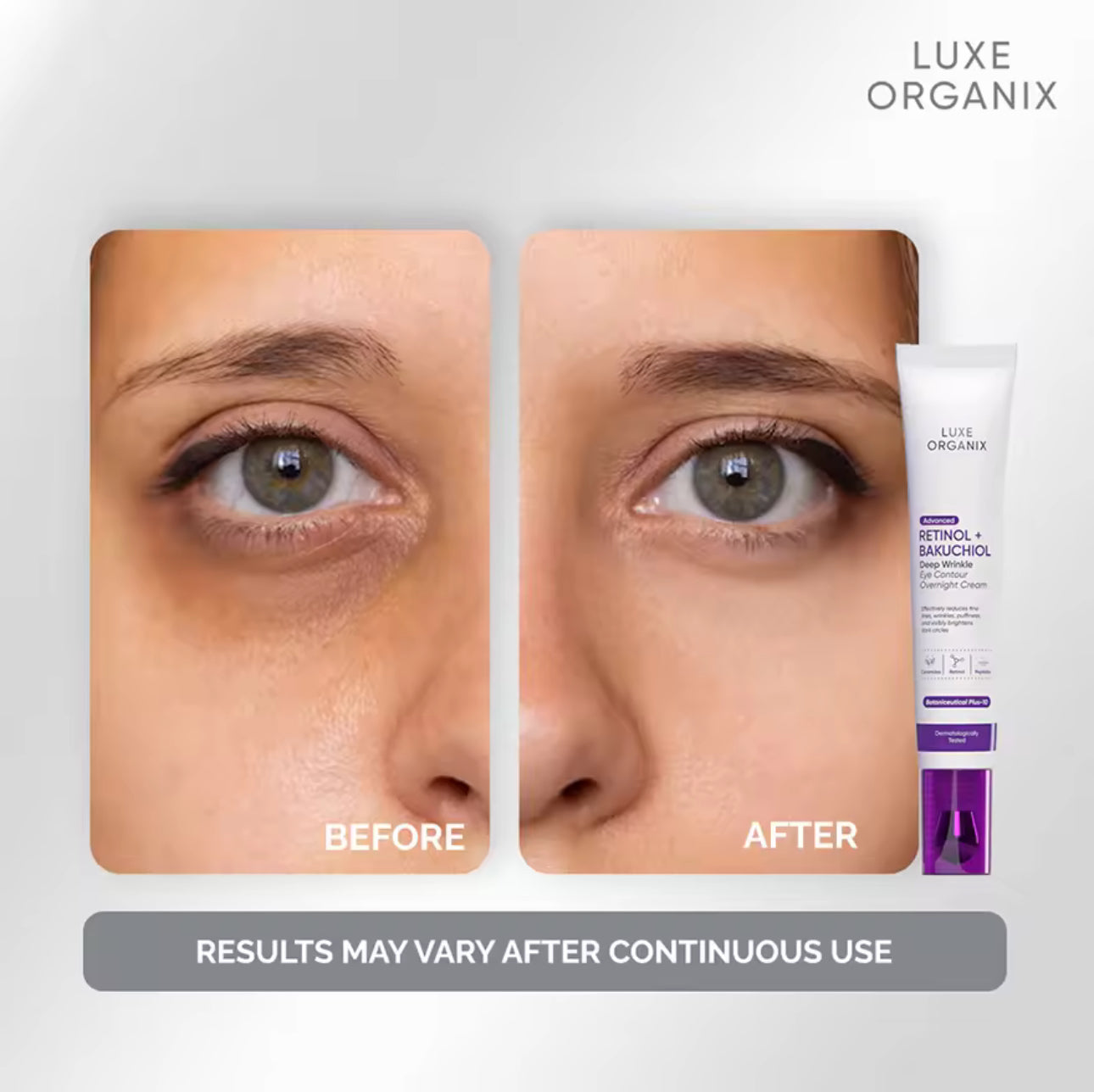 LUXE ORGANIX Advanced Retinol + Bakuchiol Deep Wrinkle Eye Contour Overnight Cream 12g