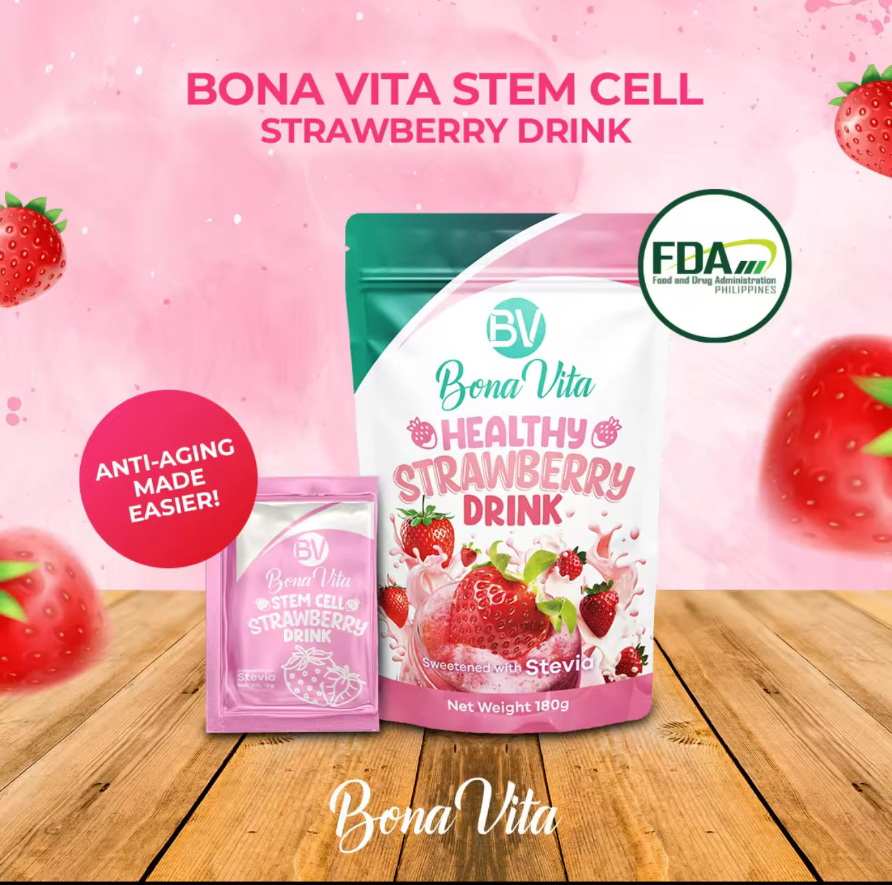 Bona Vita StemCell Strawberry Drink 10sachet x18g