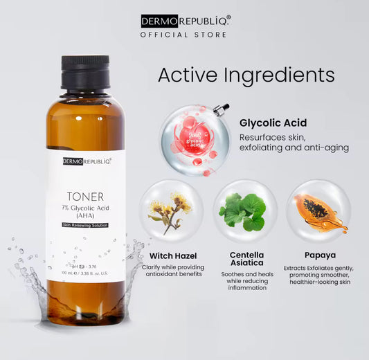 Dermorepubliq 7% Glycolic Acid (AHA) Skin Renewing Toner - 100 mL