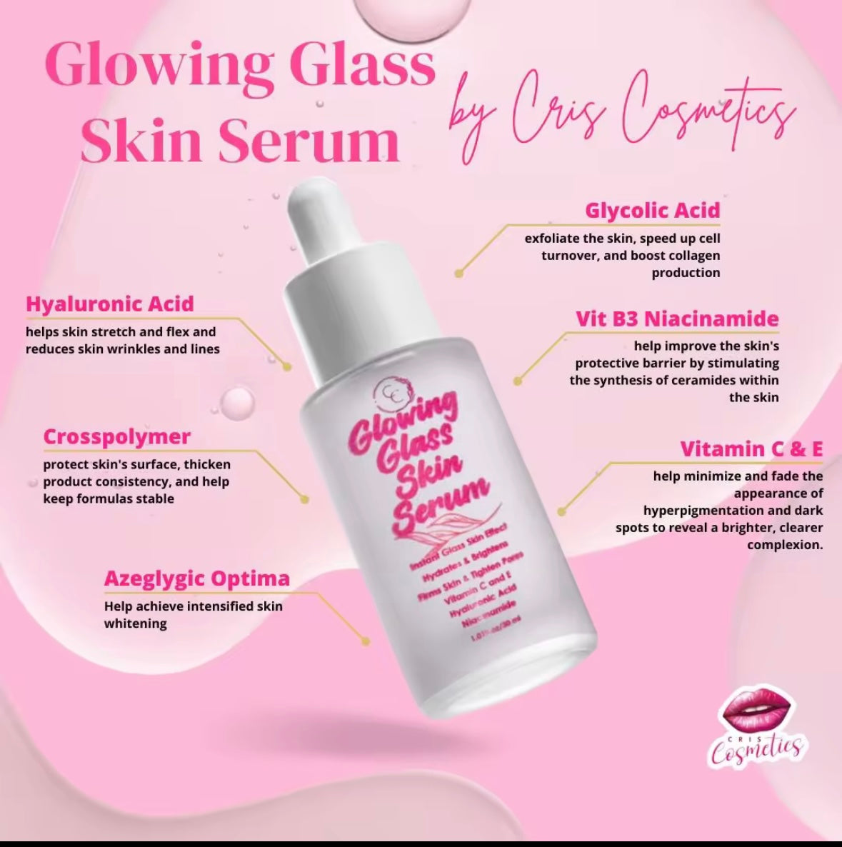 Glowing Glass Skin Serum (GGSS) 50ML by Cris Cosmetics Face Skincare by Cris Clerigo