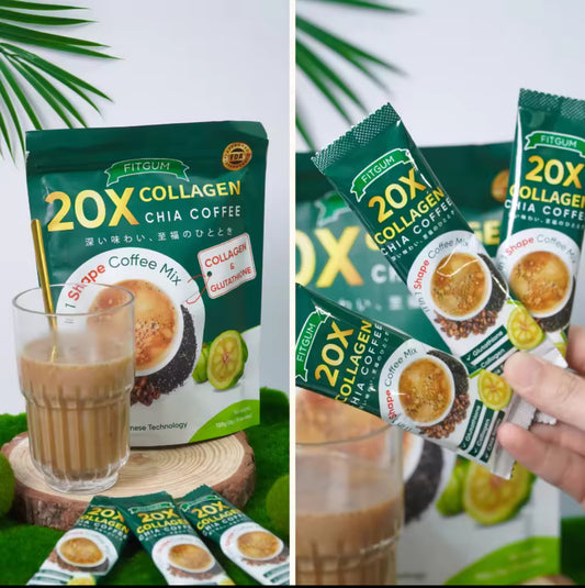 FITGUM 20X Collagen Chia Coffee Original| 10sachets