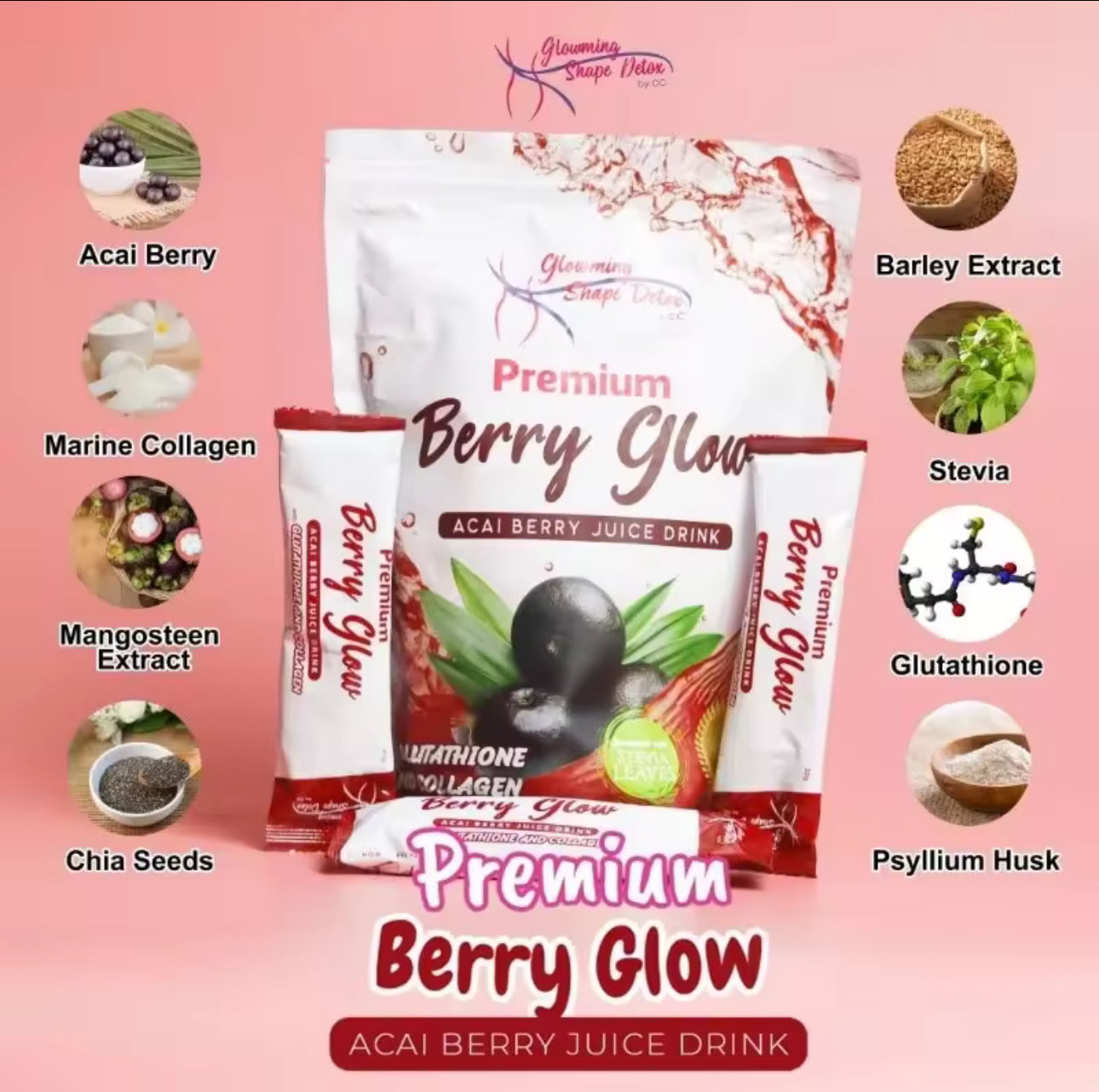 Glowming Shape Detox Premium Berry Glow| by Cris Cosmetics