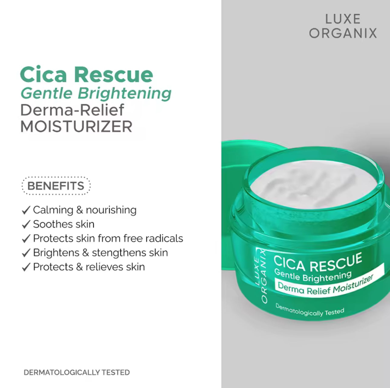 LUXE ORGANIX Cica Rescue Gentle Brightening Derma Relief Moisturizer 50g