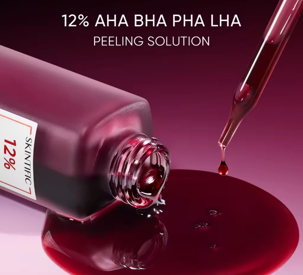 SKINTIFIC 12% AHA BHA PHA LHA Peeling Solution Serum 30ml