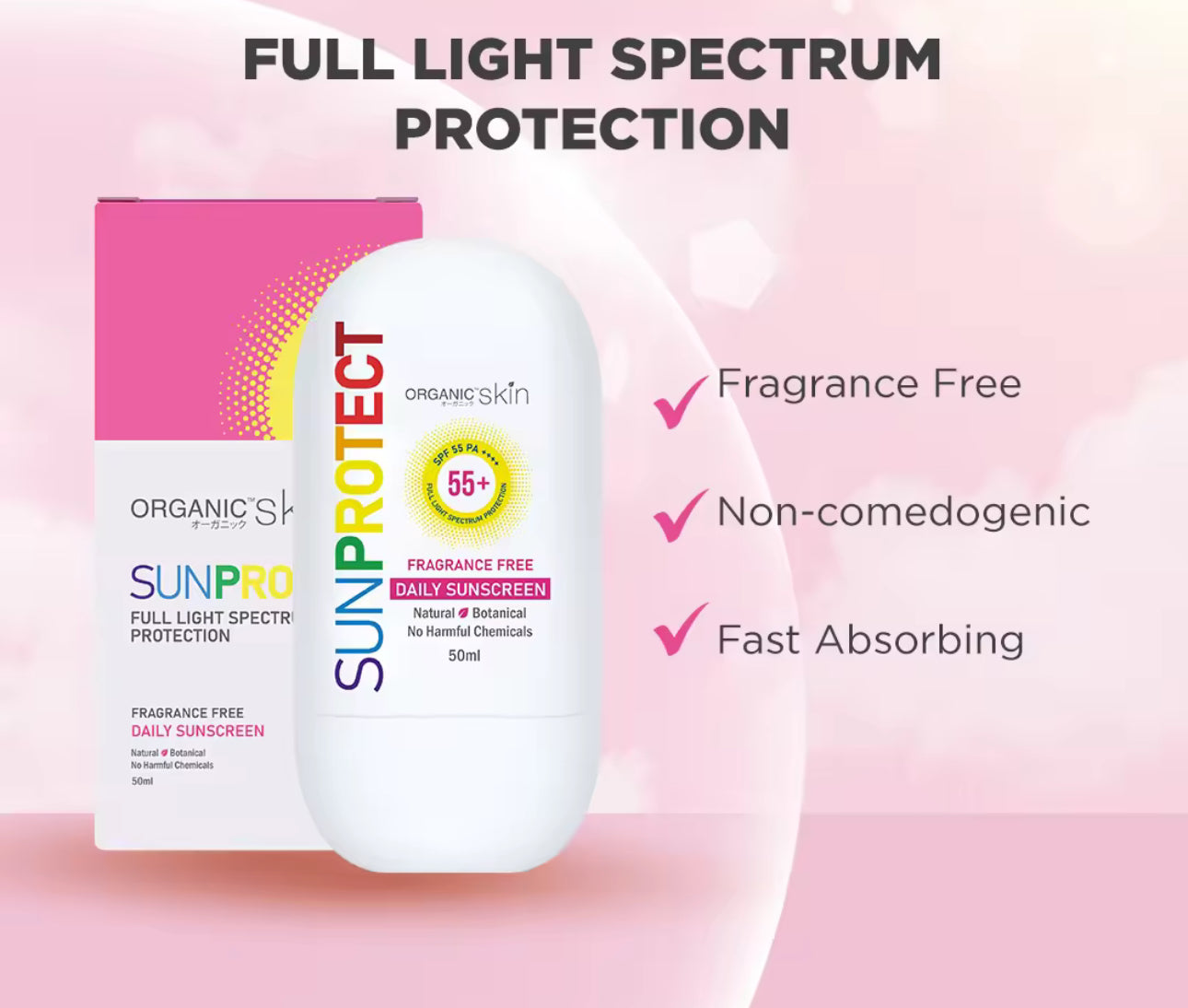 Organic Skin Japan Sun Protect Daily Sunscreen 50ml SPF 55 Sunblock