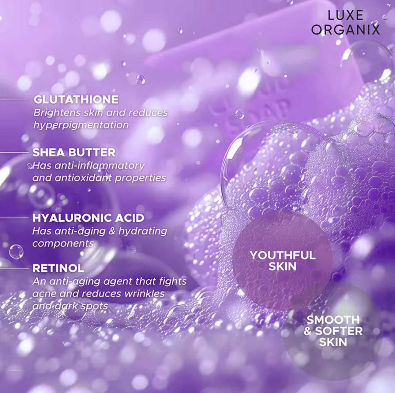 LUXE ORGANIX Niacinamide + Retinol Cloud Soap 180g