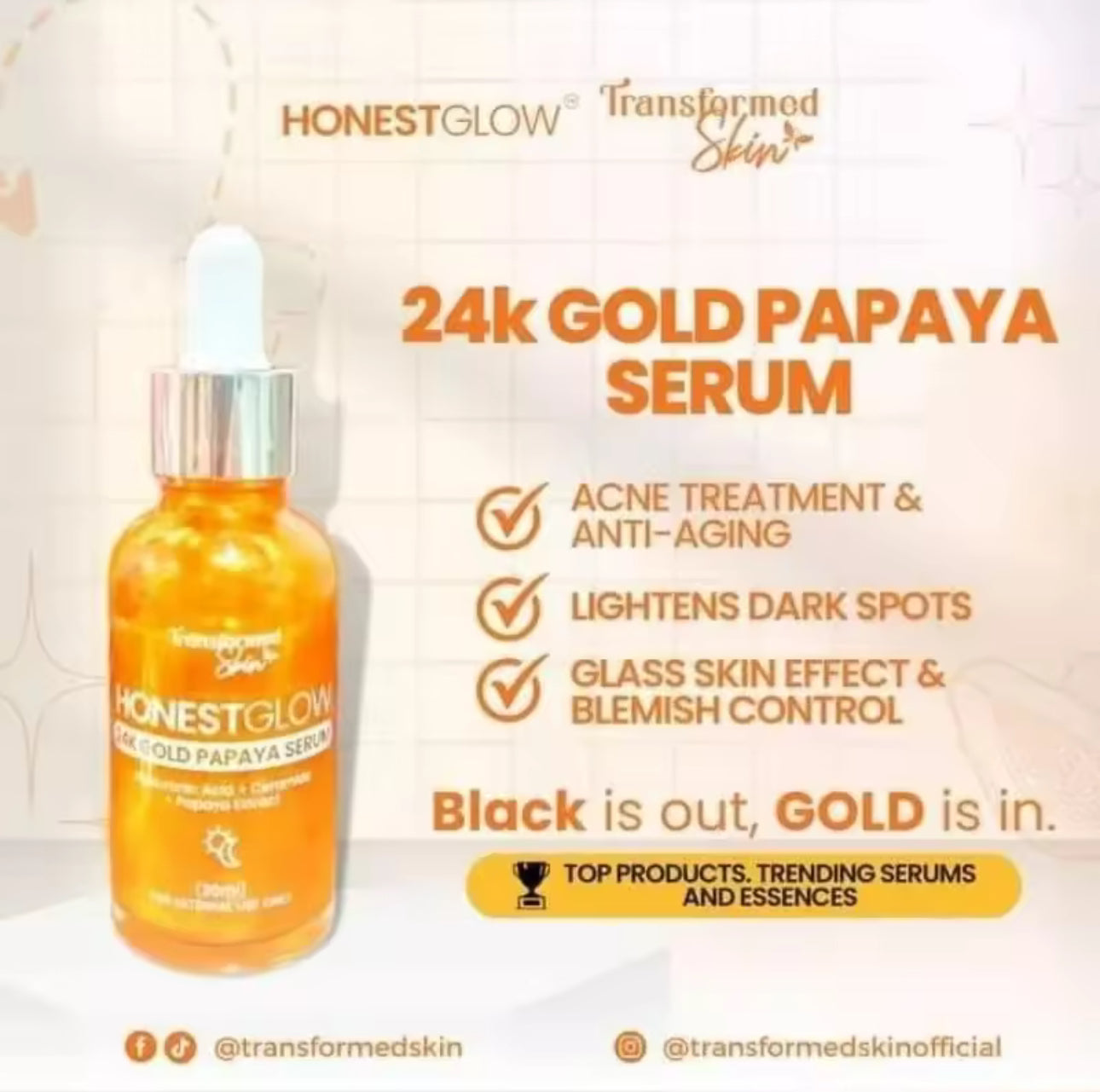 Honest Glow 24k Gold Papaya Serum 30ml