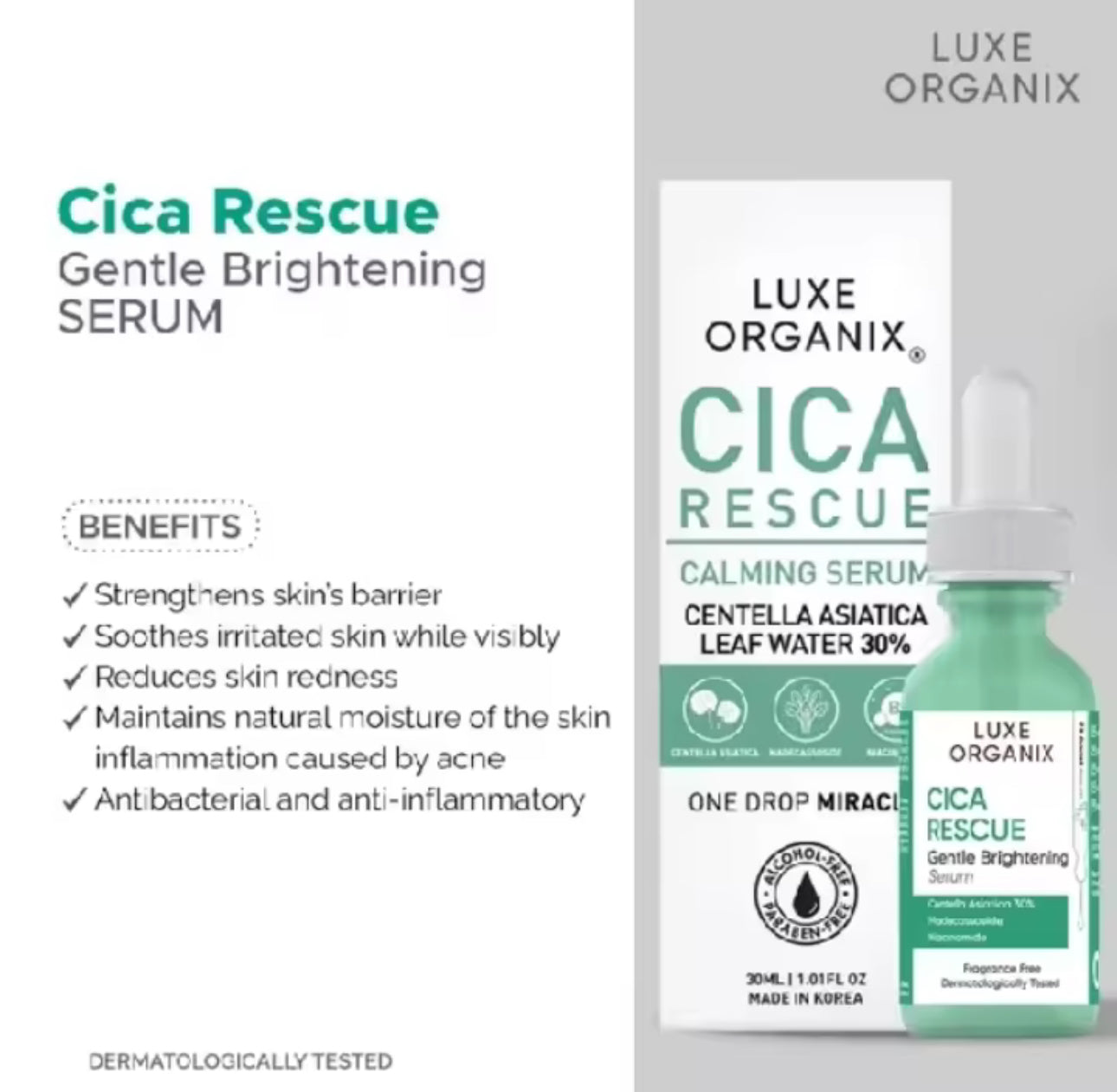 LUXE ORGANIX CICA RESCUE DAILY SERUM 30ml