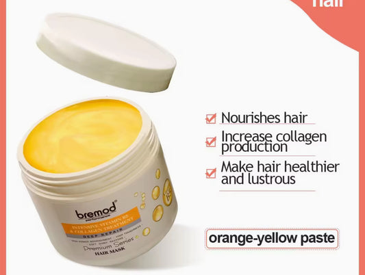 Bremod Premium Series Intensive Cocoa Butter Hair Mask Deep Repair Deep Moisturizing Hair Softening and Repairs Frizzy Hair Treatment 500mL
