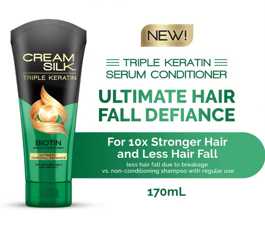 Cream Silk Triple Keratin Serum Conditioner Ultimate Hair Fall Defiance 170ml