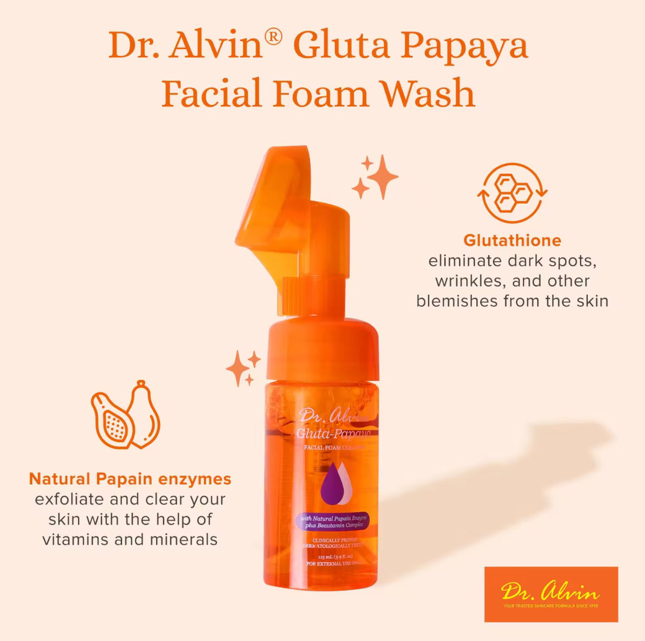 Dr Alvin Gluta Papaya Foam Wash 115ml