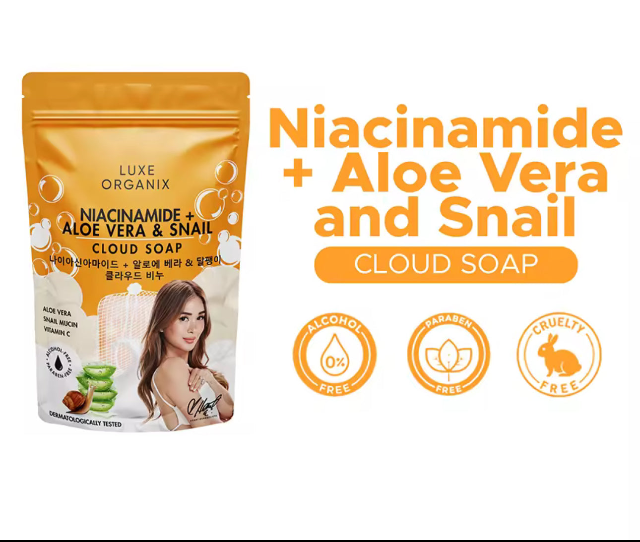 LUXE ORGANIX Niacinamide Aloe and Snail Moisturizing Cloud Soap 180g