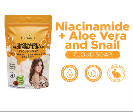 LUXE ORGANIX Niacinamide Aloe and Snail Moisturizing Cloud Soap 180g