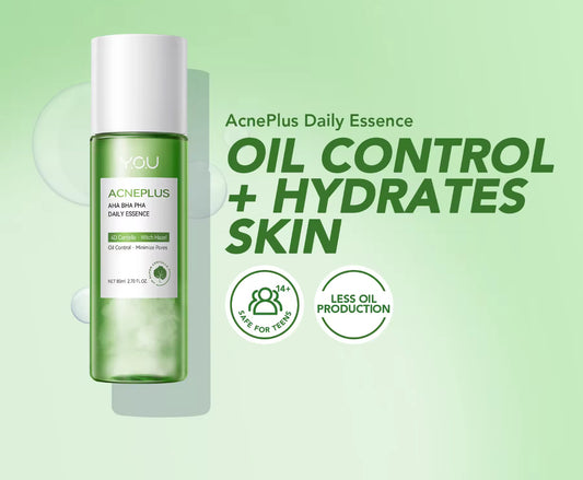 Y.O.U AcnePlus AHA BHA PHA Daily Essence | Minimize Pores | Hydrates & Moisturizes Skin 80ml