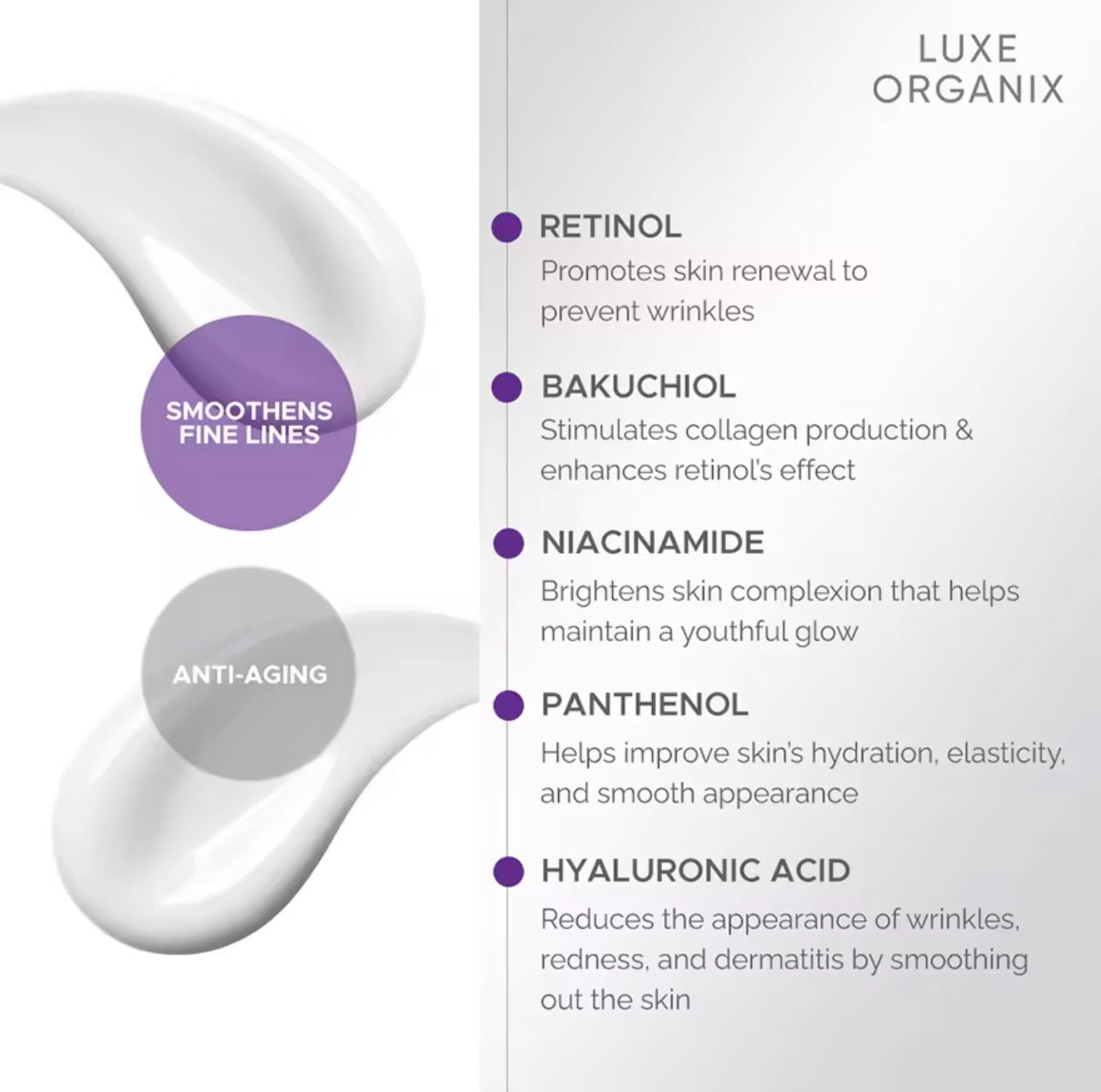 LUXE ORGANIX RETINOL + BAKUCHIOL Overnight Glow Gentle Treatment Cream 30g