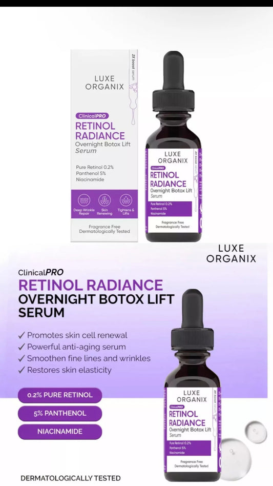 Luxe Organix Clinical Pro Retinol Radiance Overnight Lift Serum, 30ml